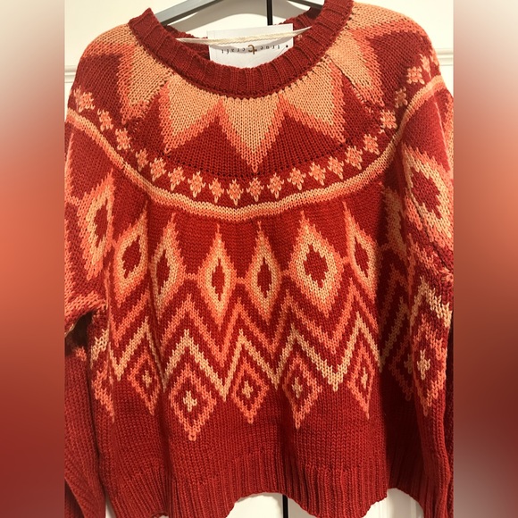 NEW WITH DEFECT True Craft Rustic Red Intarsia Sweater Size XL - Picture 3 of 11